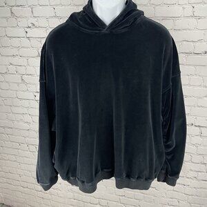 Represent Black Velvet Velour Streetwear Hoodie Pockets British Made Size XL